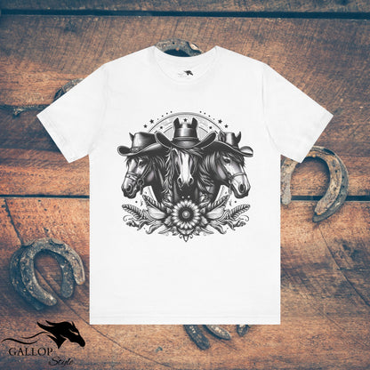 T-Shirt White / S Horse Trio Cowboy Hats T-Shirt GS_28