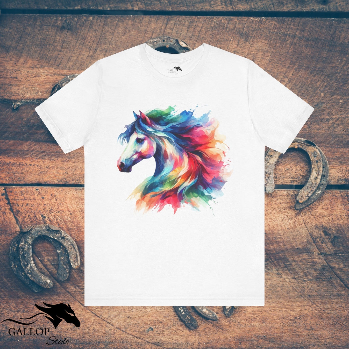 T-Shirt White / S Vibrant Water Color Horse T-Shirt GS_43