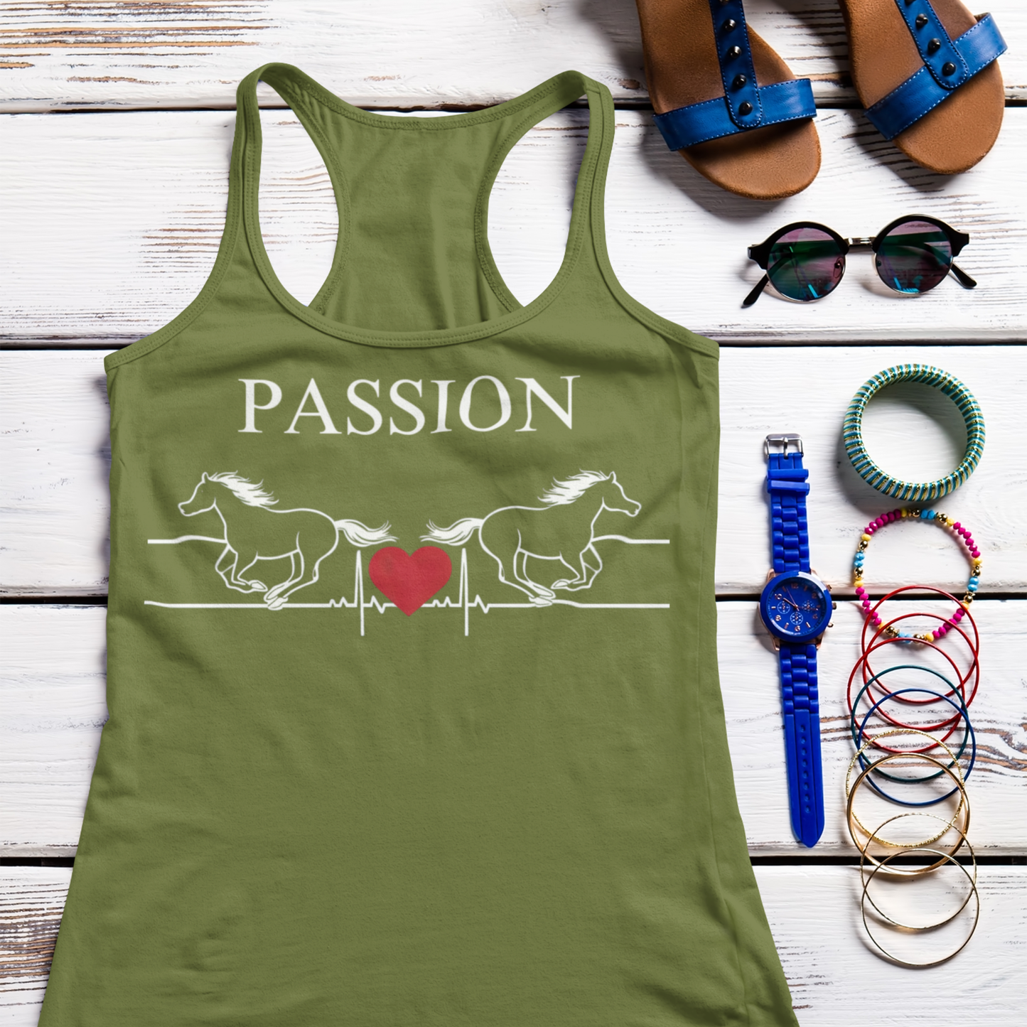 Tank Top Heartbeat Passion Red Heart Racerback Tank GS_51