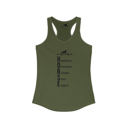 Tank Top XS / Solid Military Green Heartbeat Horse Definition Racerback Tank GS_47