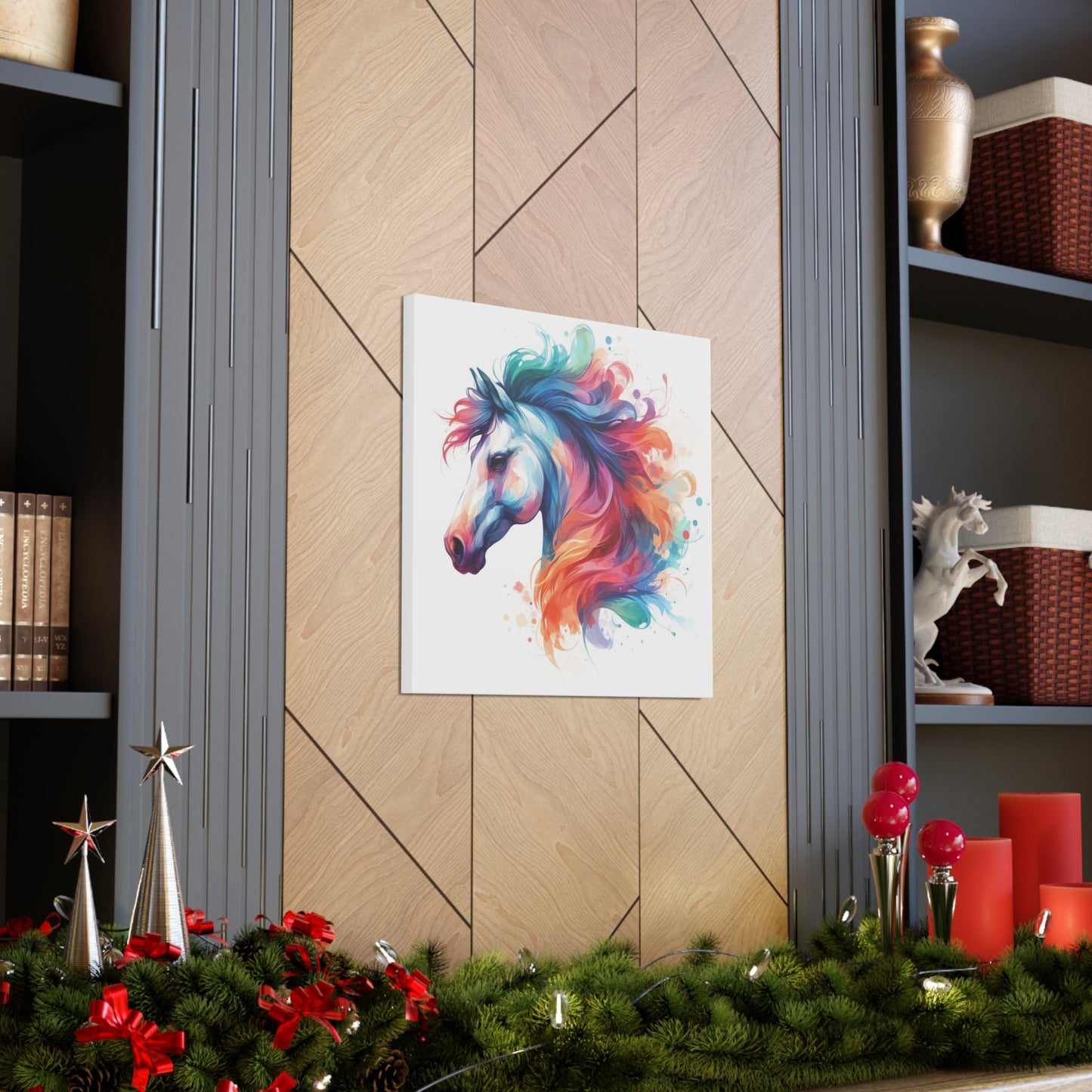 Wall Art 24″ x 24″ / 1.25" Water Color Horse Head Canvas Gallery Wrap GS_57