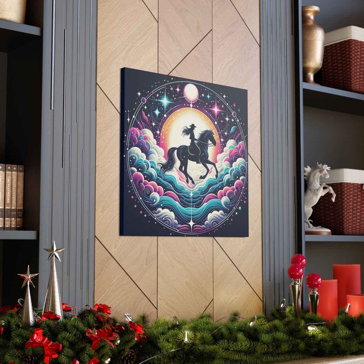 Wall Art 30″ x 30″ / 1.25" Pastel Celestial Rider Canvas Gallery Wrap GS_59