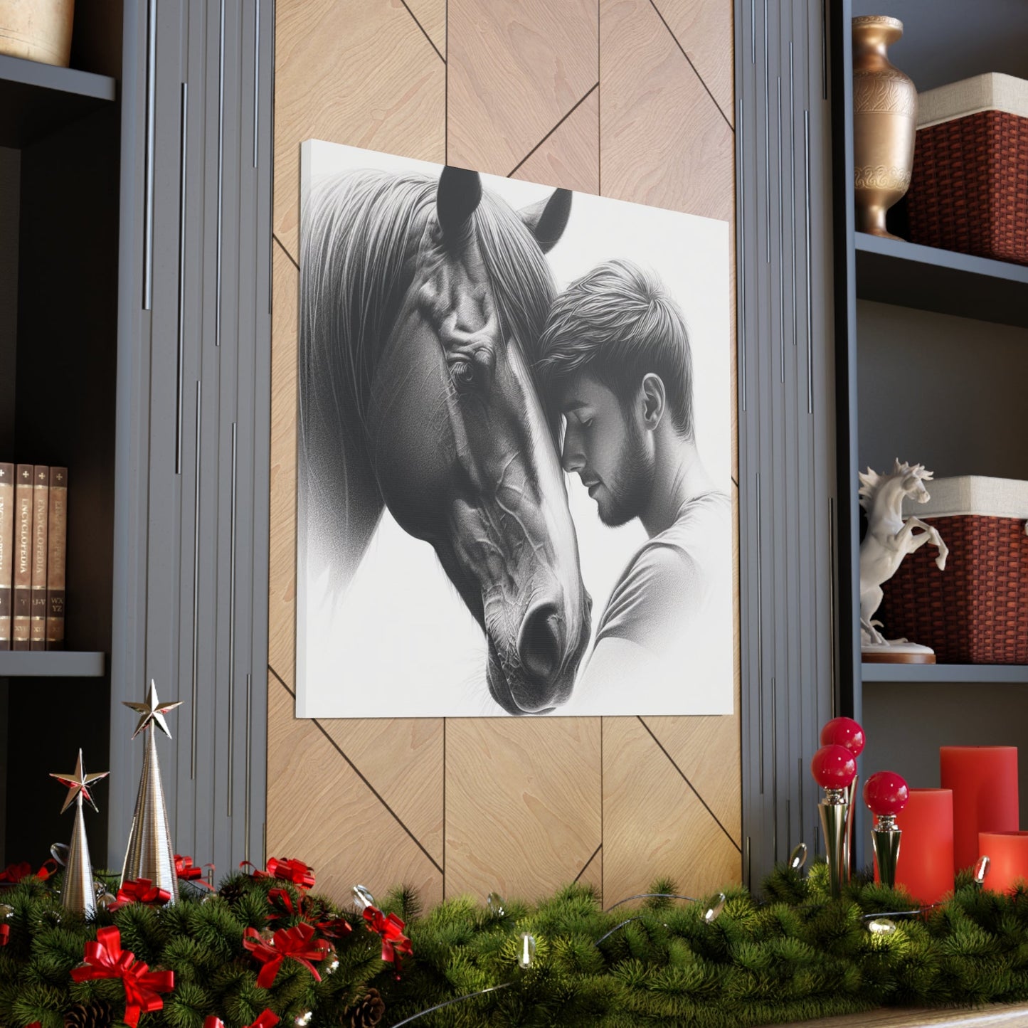 Wall Art 36″ x 36″ / 1.25" Man & Horse Bonding Canvas Gallery Wrap GS_55