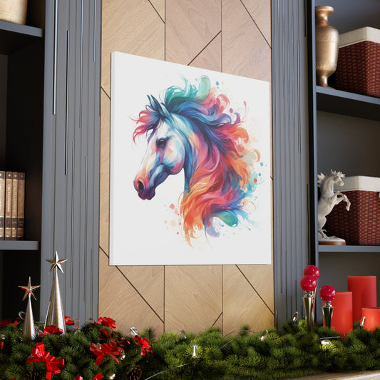 Wall Art 36″ x 36″ / 1.25" Water Color Horse Head Canvas Gallery Wrap GS_57