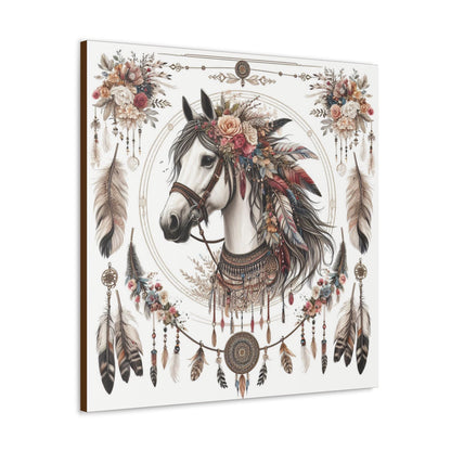 Wall Art BOHO Floral Horse Canvas Gallery Wrap GS_61