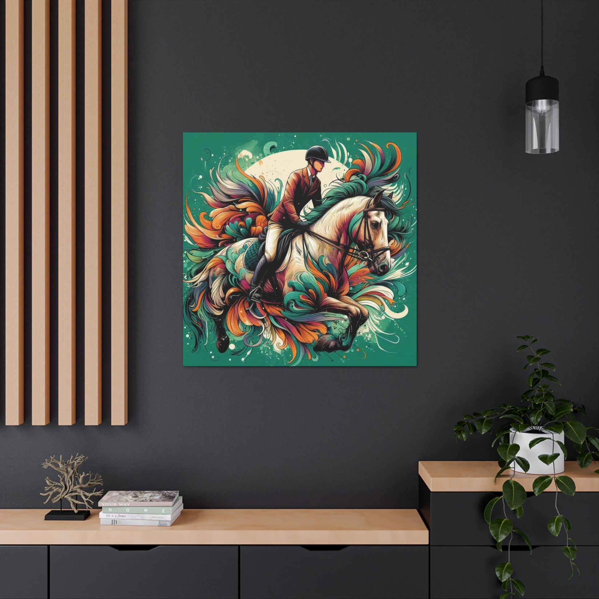 Wall Art Bold Horse & Rider Splatter Canvas Gallery Wrap GS_62