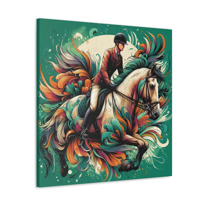 Wall Art Bold Horse & Rider Splatter Canvas Gallery Wrap GS_62