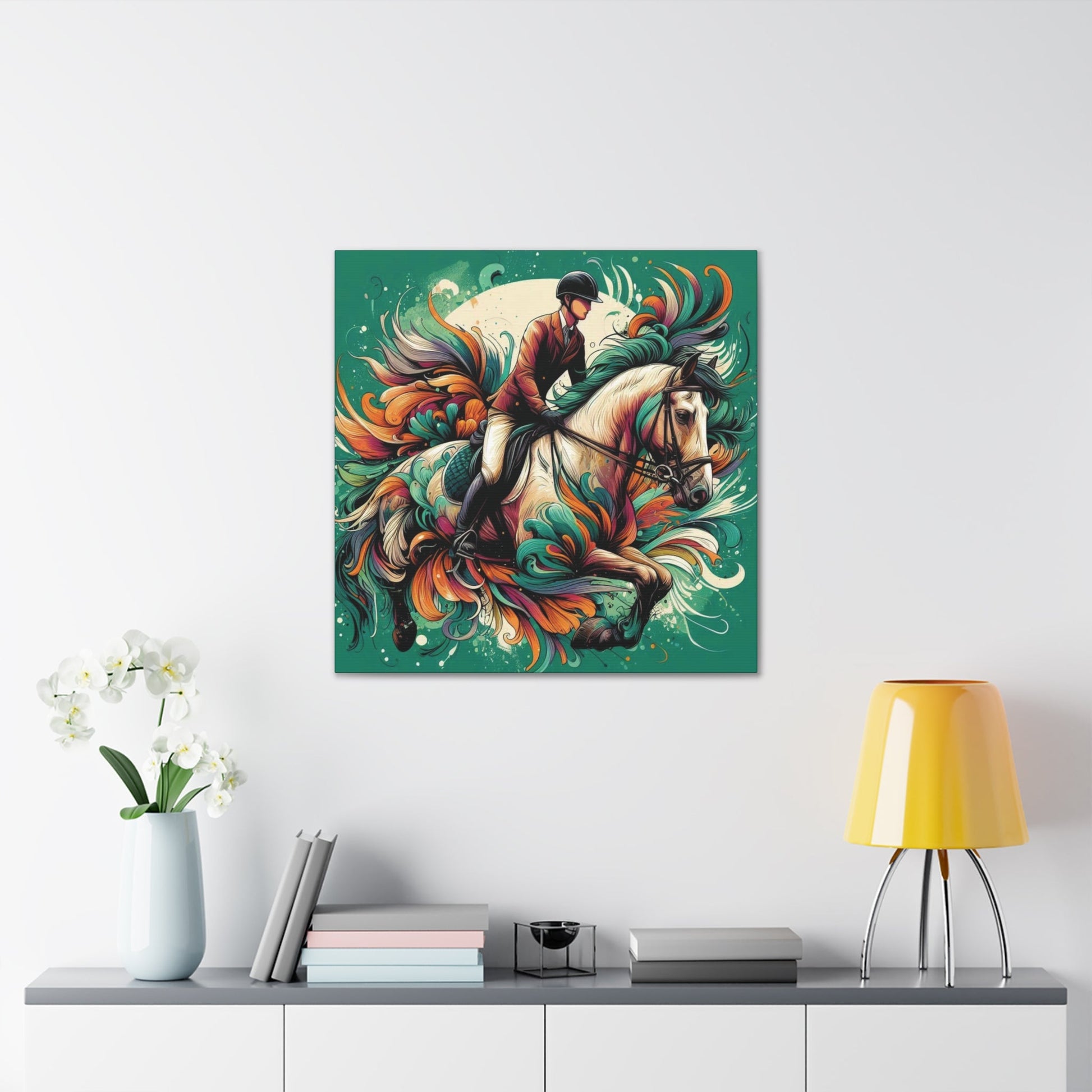 Wall Art Bold Horse & Rider Splatter Canvas Gallery Wrap GS_62