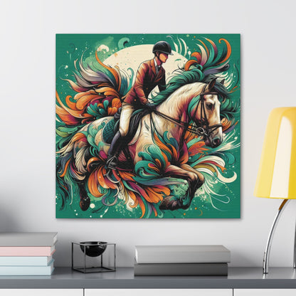 Wall Art Bold Horse & Rider Splatter Canvas Gallery Wrap GS_62