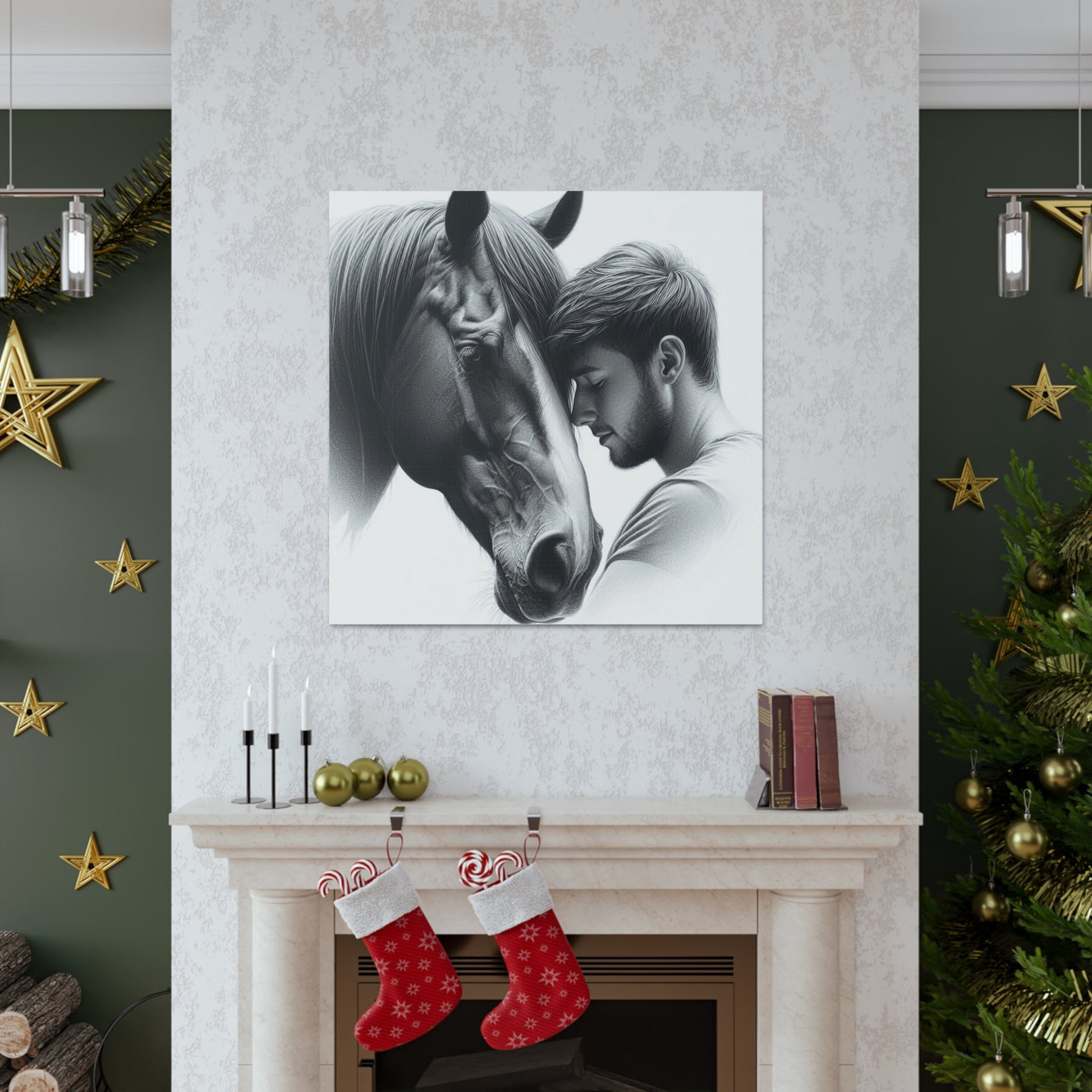 Wall Art Man & Horse Bonding Canvas Gallery Wrap GS_55