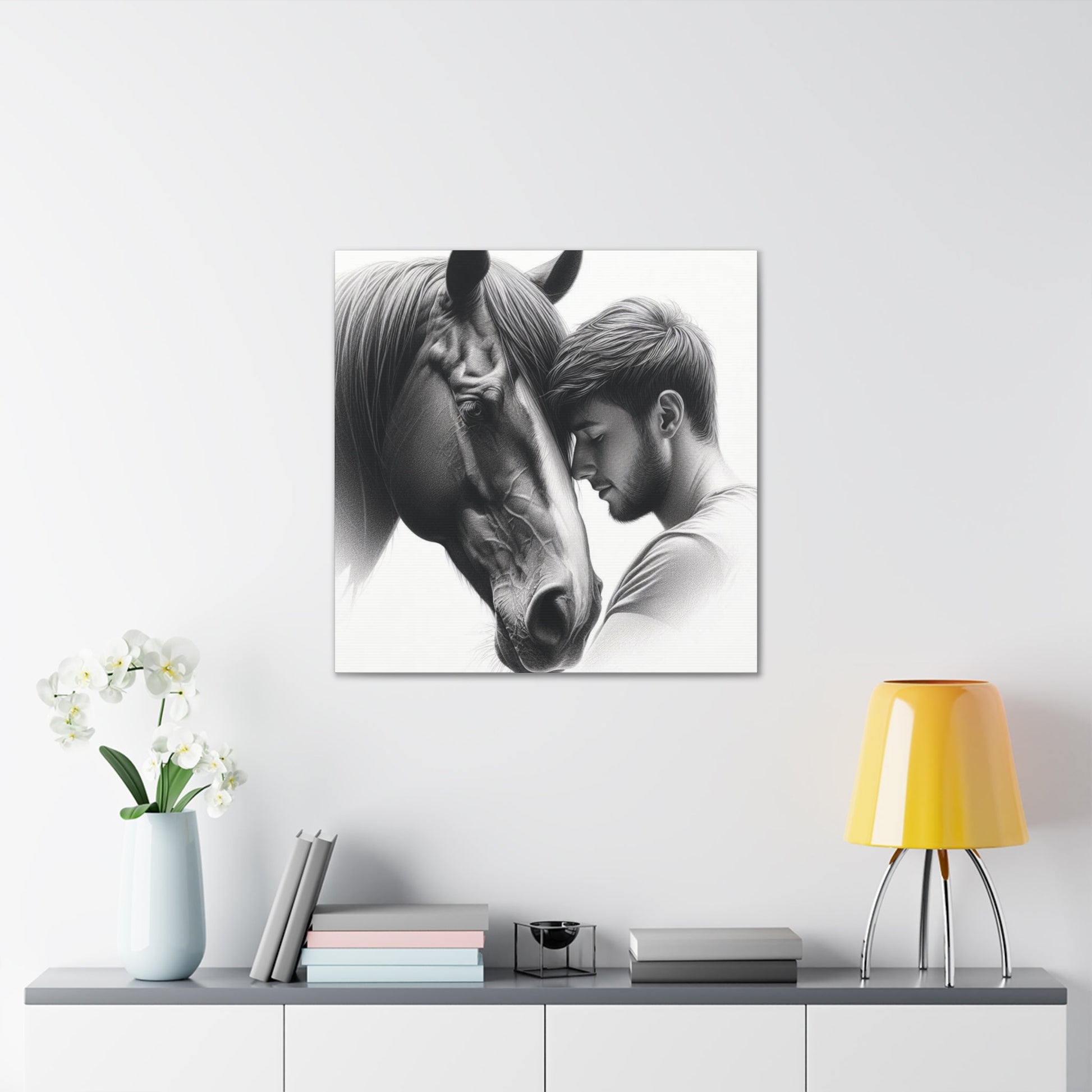 Wall Art Man & Horse Bonding Canvas Gallery Wrap GS_55