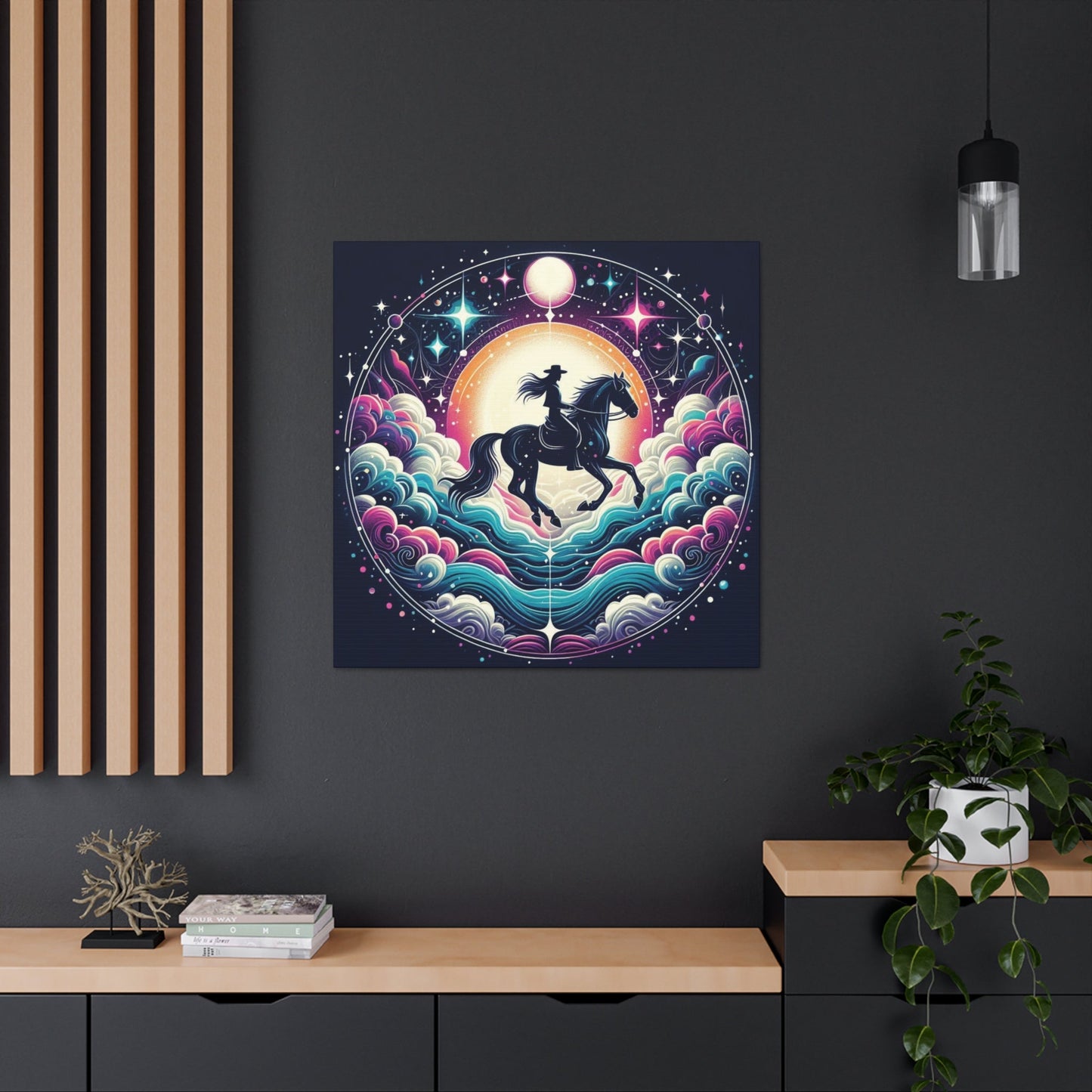 Wall Art Pastel Celestial Rider Canvas Gallery Wrap GS_59