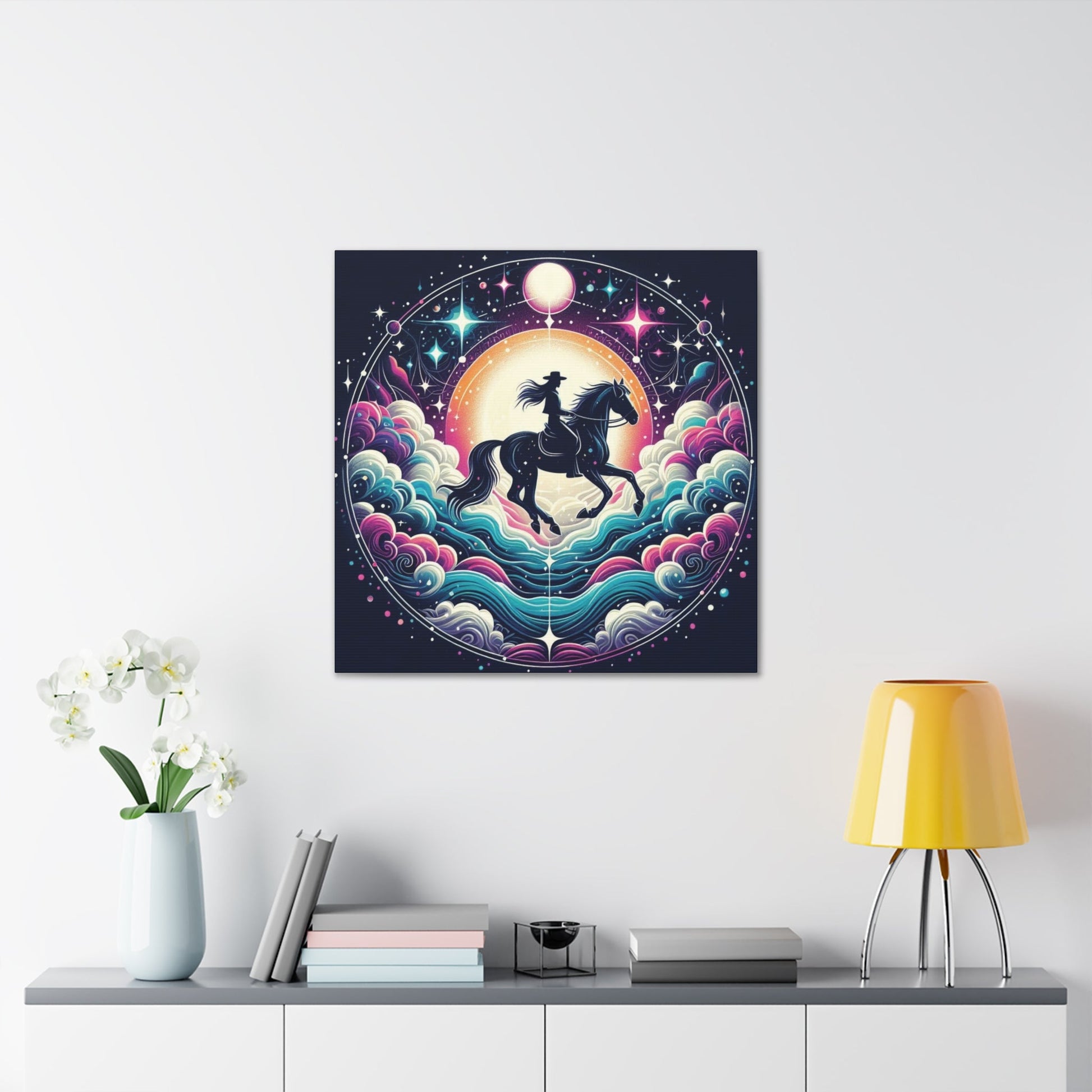 Wall Art Pastel Celestial Rider Canvas Gallery Wrap GS_59