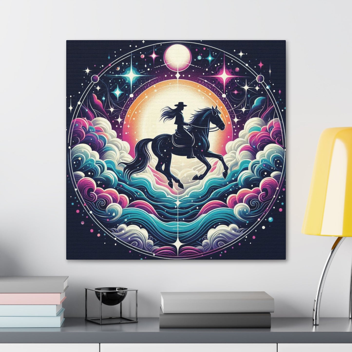 Wall Art Pastel Celestial Rider Canvas Gallery Wrap GS_59