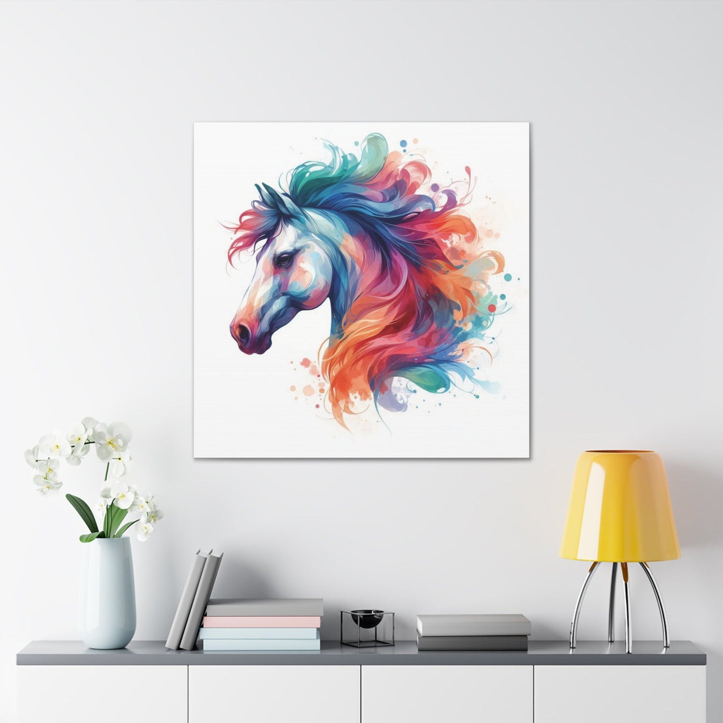 Wall Art Water Color Horse Head Canvas Gallery Wrap GS_57