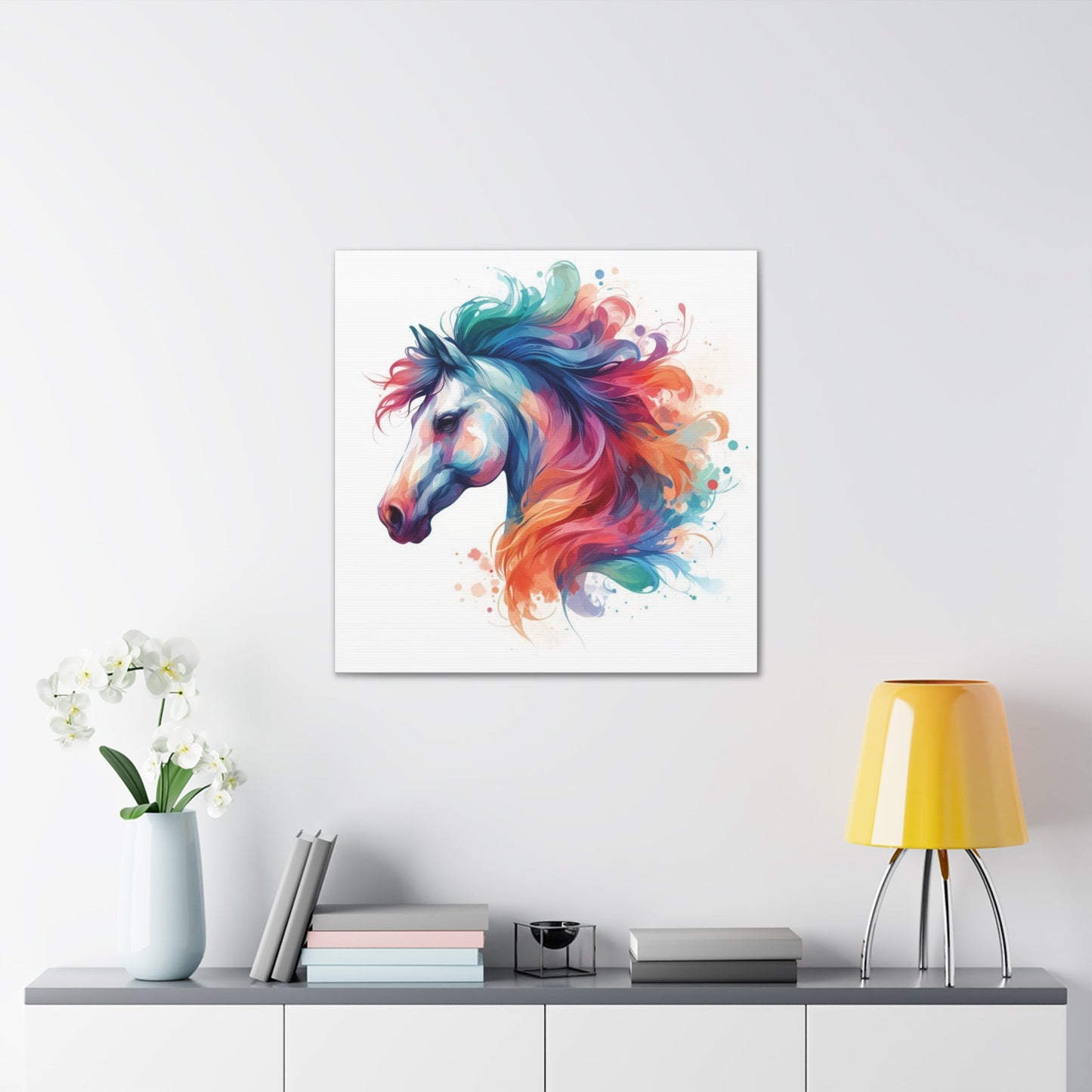 Wall Art Water Color Horse Head Canvas Gallery Wrap GS_57