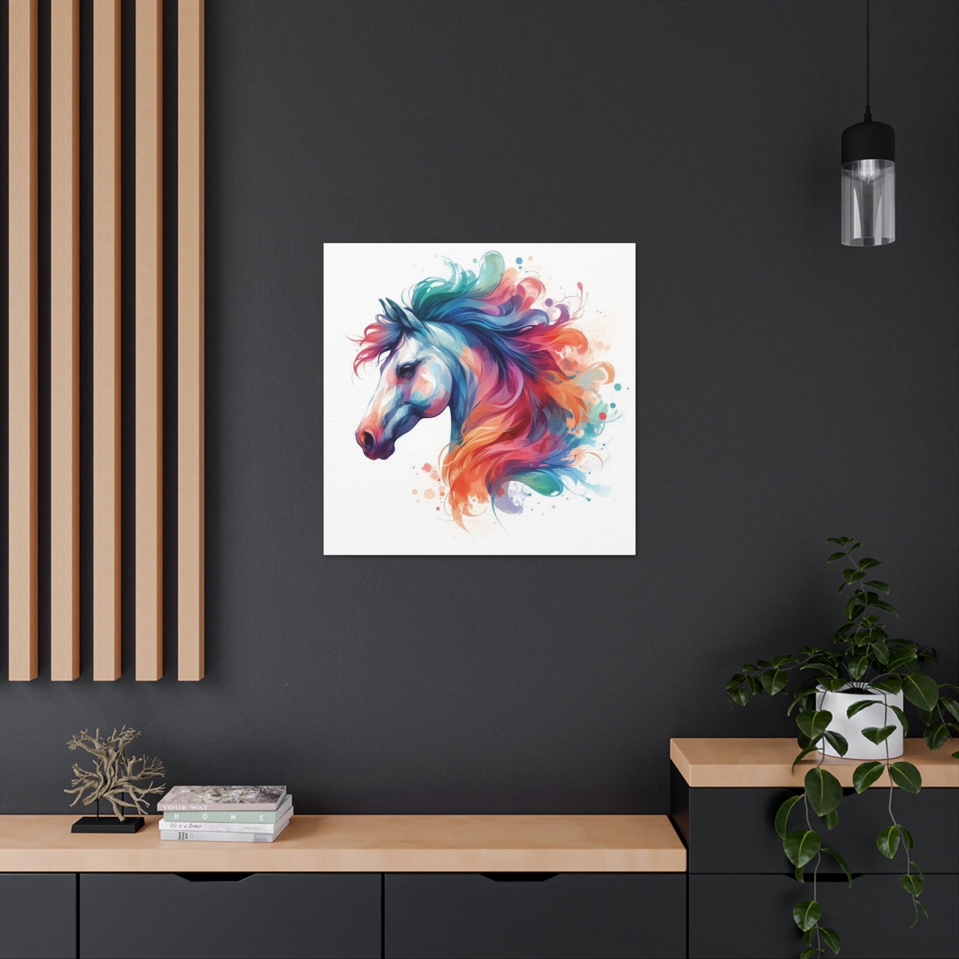 Wall Art Water Color Horse Head Canvas Gallery Wrap GS_57