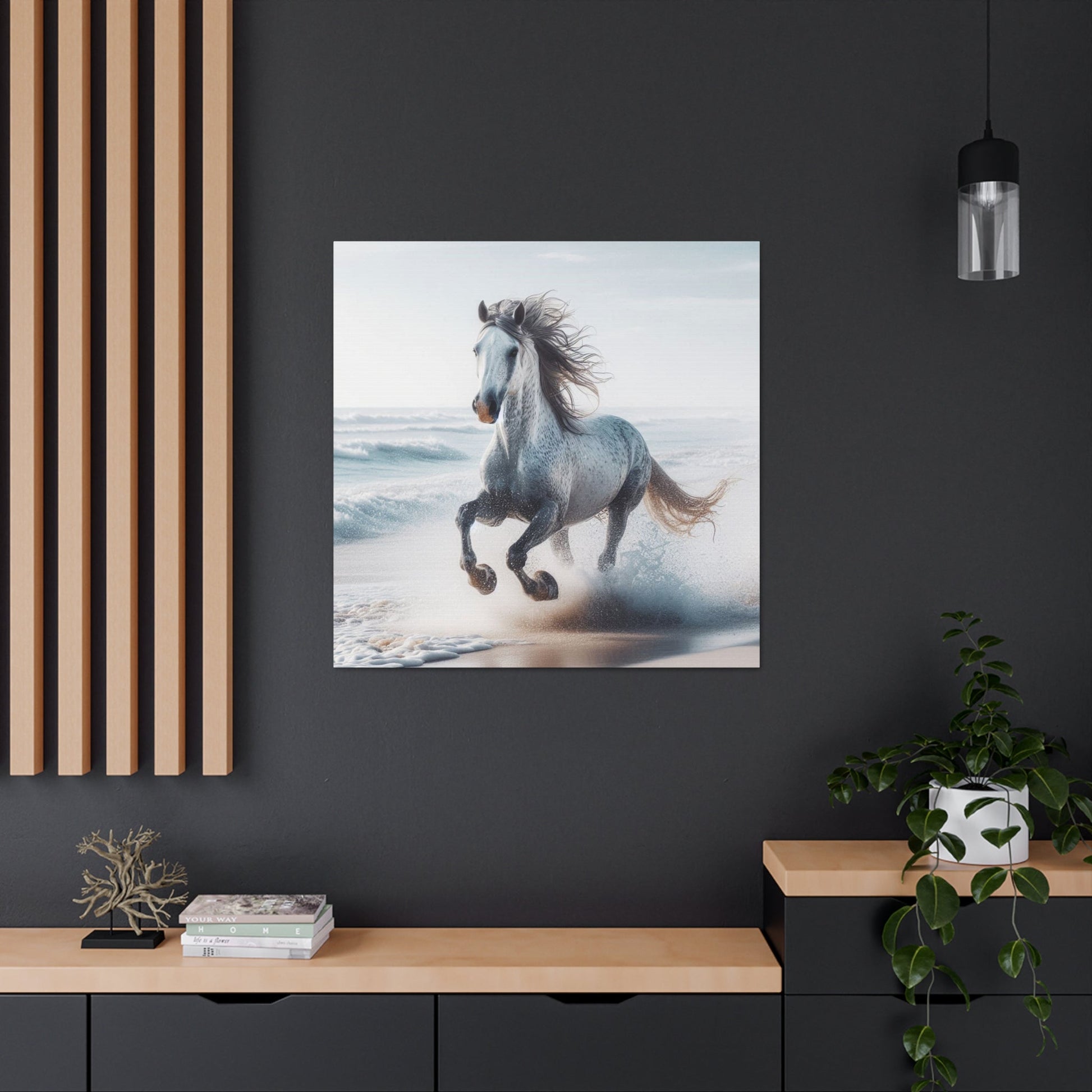 Wall Art Wild Horse on Beach Canvas Gallery Wrap GS_54