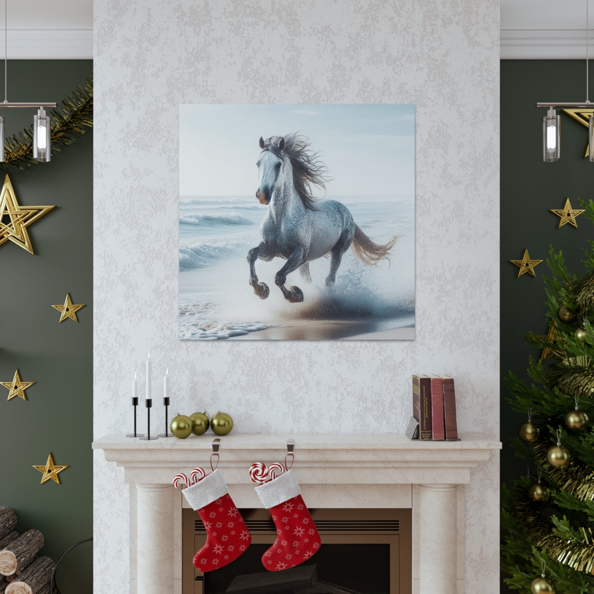 Wall Art Wild Horse on Beach Canvas Gallery Wrap GS_54