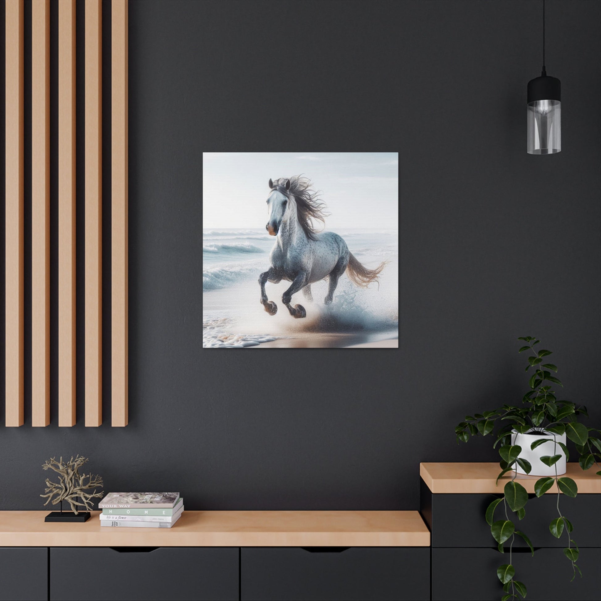 Wall Art Wild Horse on Beach Canvas Gallery Wrap GS_54