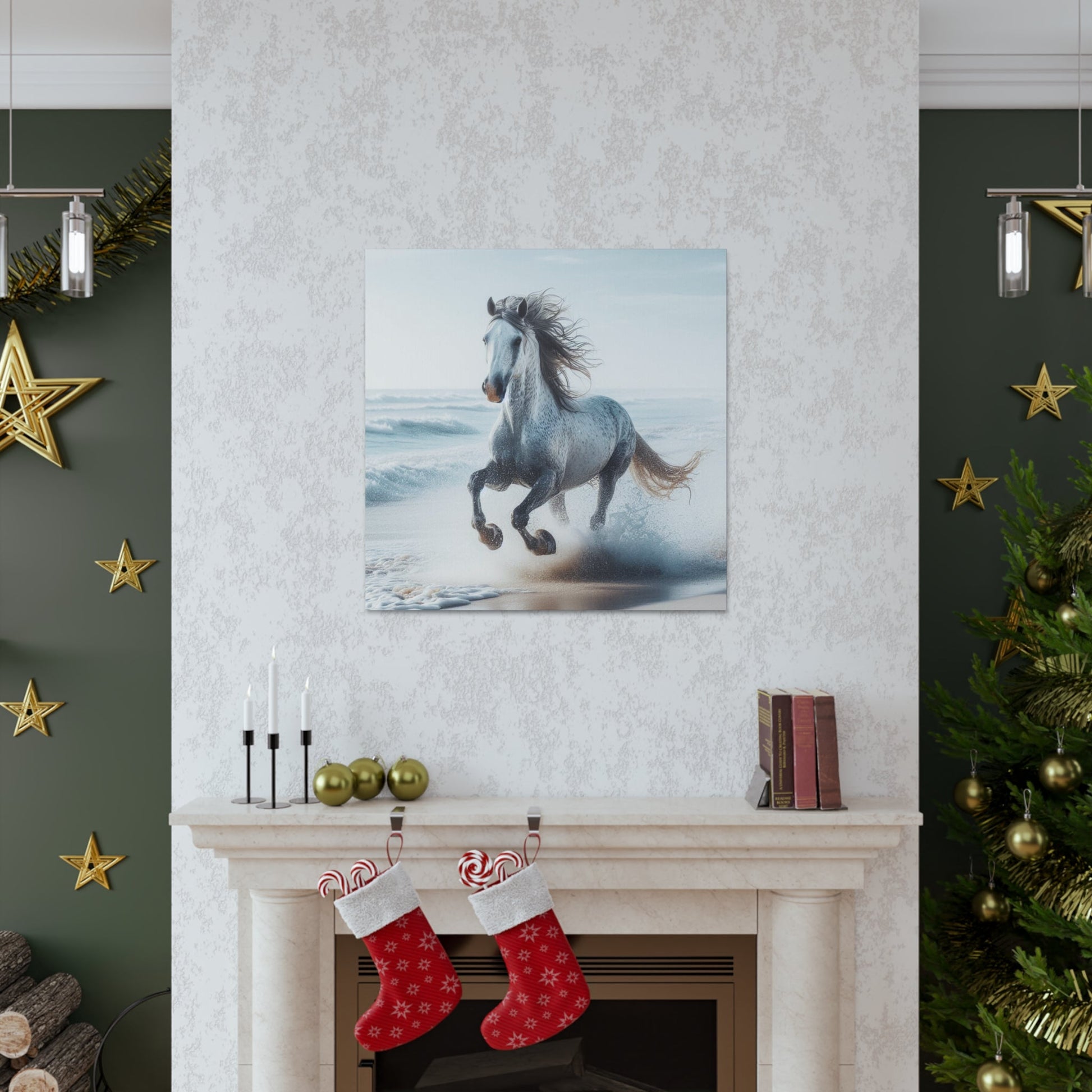 Wall Art Wild Horse on Beach Canvas Gallery Wrap GS_54