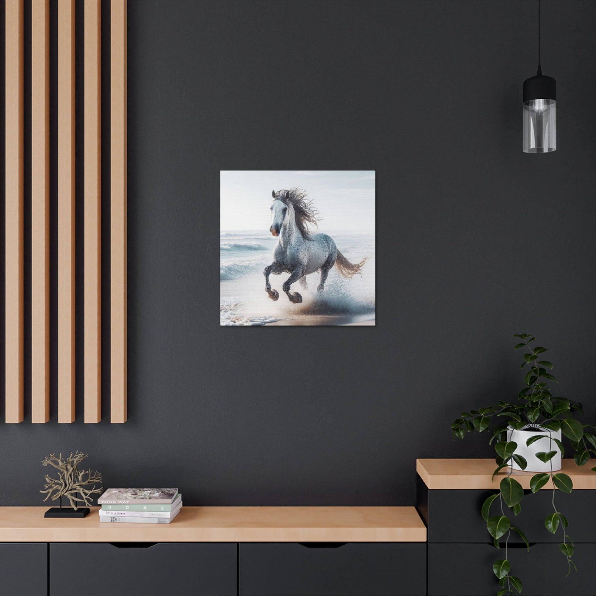 Wall Art Wild Horse on Beach Canvas Gallery Wrap GS_54