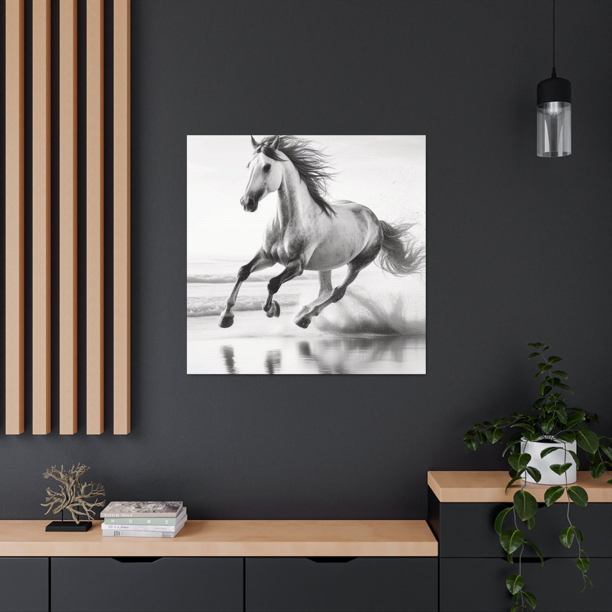 Wall Art Wild Horse on Beach Canvas Gallery Wrap GS_58