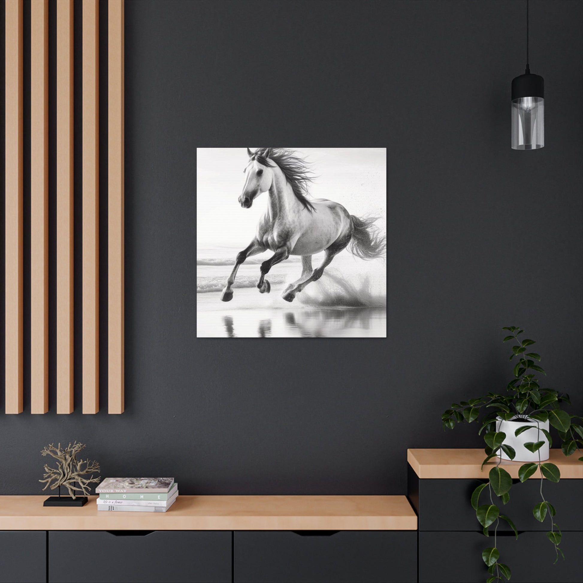 Wall Art Wild Horse on Beach Canvas Gallery Wrap GS_58